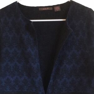 Heather B sweater wool cardigan belted blue black sparkly 87% size medium dressy